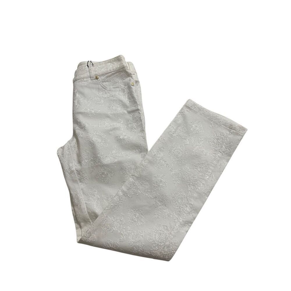 NWT Escada White Mosaic Stitch Skin Pants Womens 36